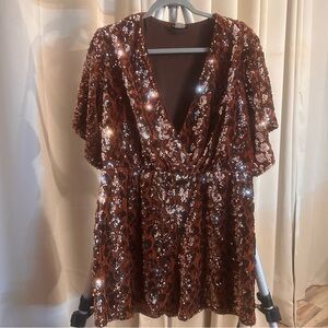 Sequined and velour Venus romper plunge neck women’s large